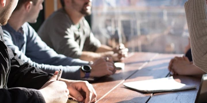 A team meeting around a table